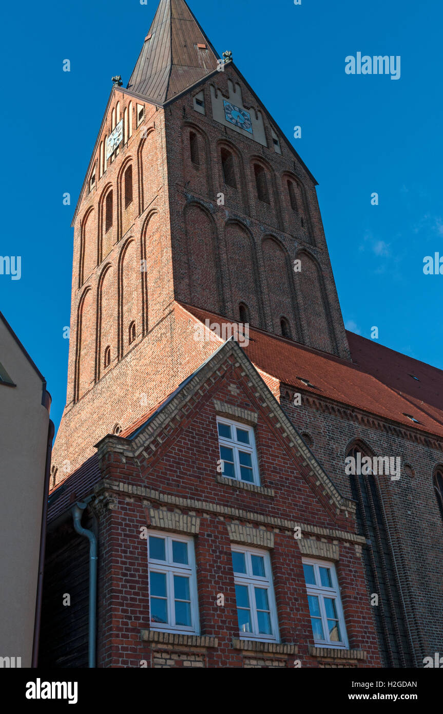 The Marienkirche (St. Mary's church) tower in Barth, Mecklenburg-Vorpommern, Germany. Stock Photo