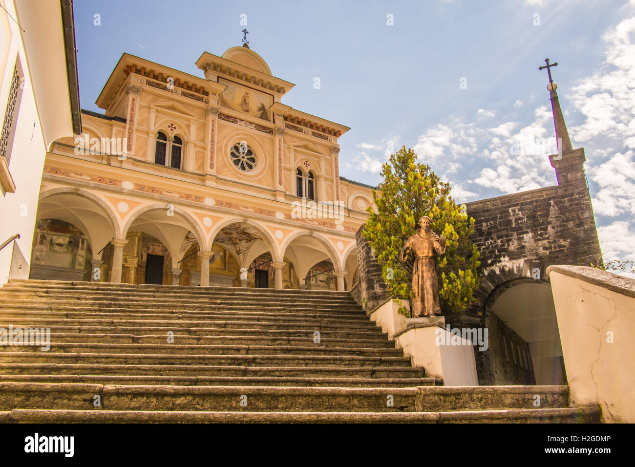 Madonna del Sasso, a Sanctuary and Pilgrimage church in Orselina (above Locarno) Ticino Canton, Switzerland. Stock Photo