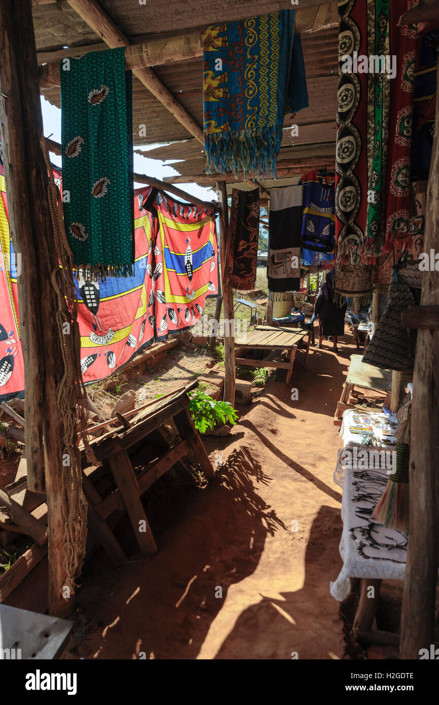 Swazi craft market selling craft, souvenirs and gifts, Swaziland Stock