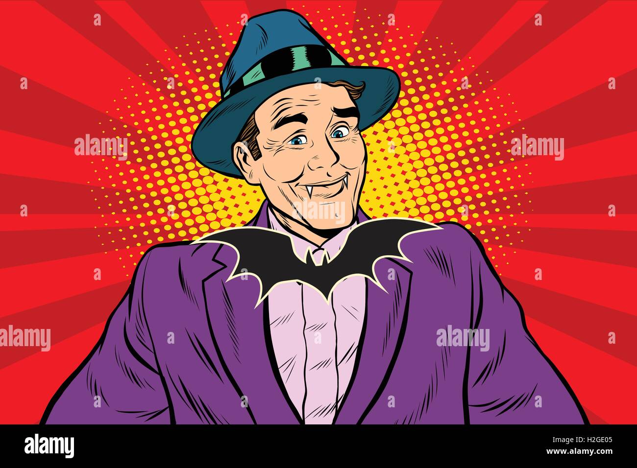 Dracula vampire with the bow tie bat Stock Vector