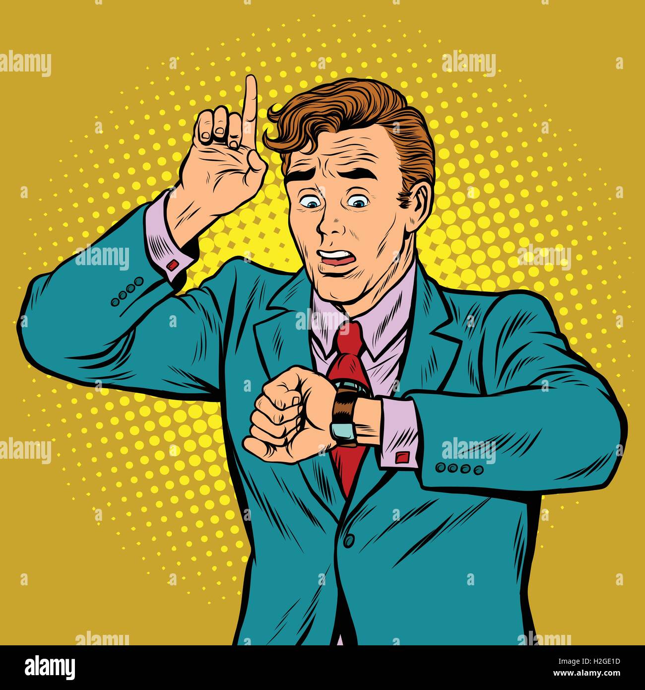 Countdown, a business man looks at his watch Stock Vector Image & Art ...