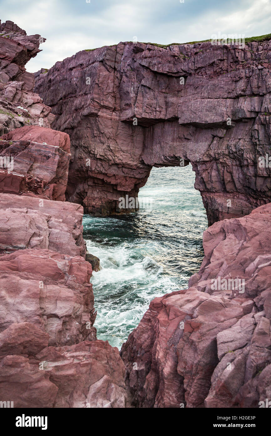 The Sea Arches near Tickle Cove, Newfoundland and Labrador, Canada. Stock Photo