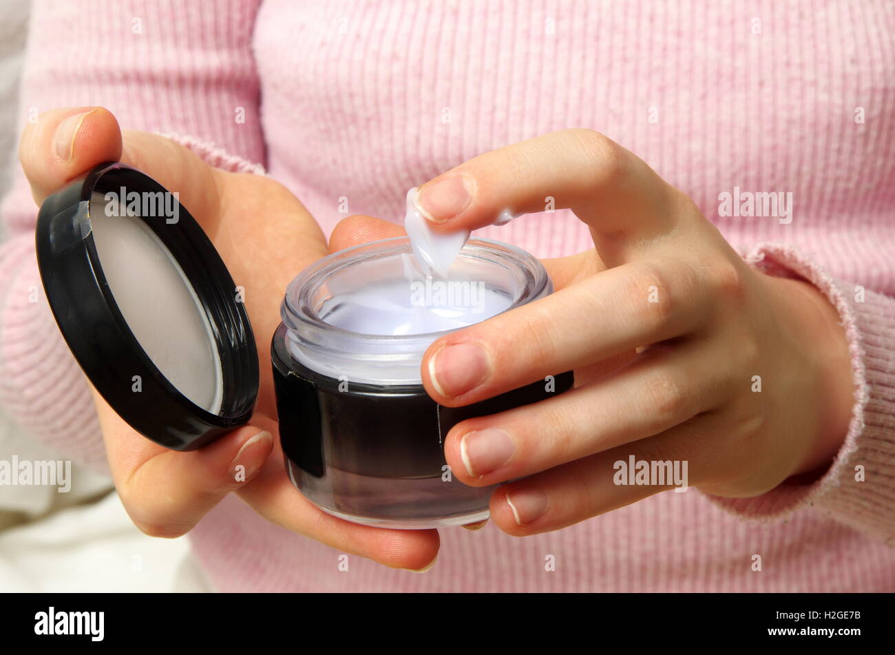 female hands apply cream body cream Stock Photo Alamy