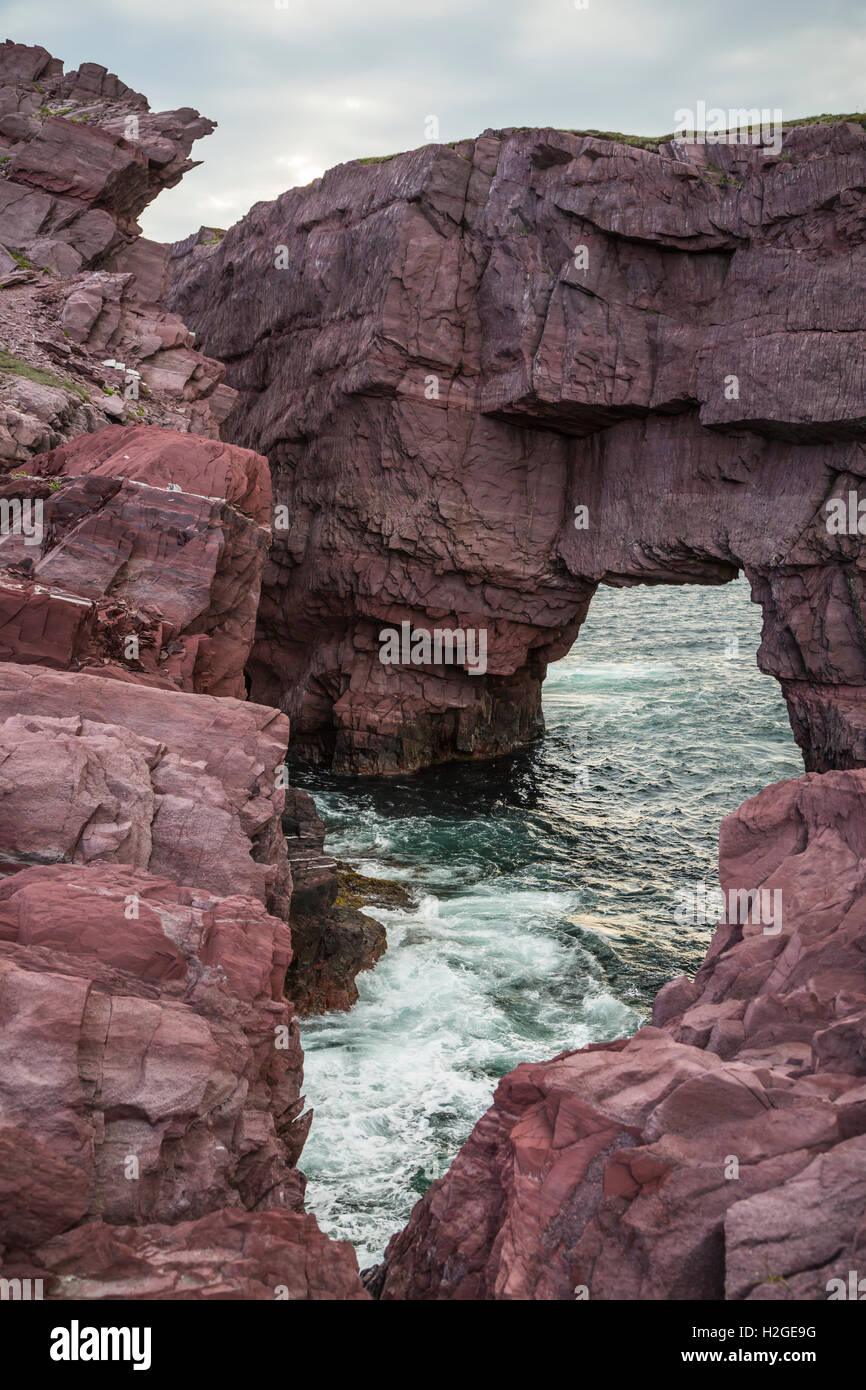 The Sea Arches near Tickle Cove, Newfoundland and Labrador, Canada. Stock Photo