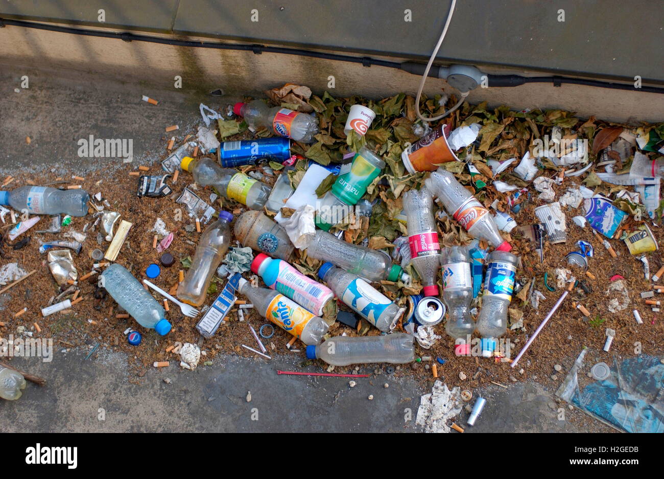 PARIS, FRANCE. STREET POLLUTION DISCARDED PLASTIC