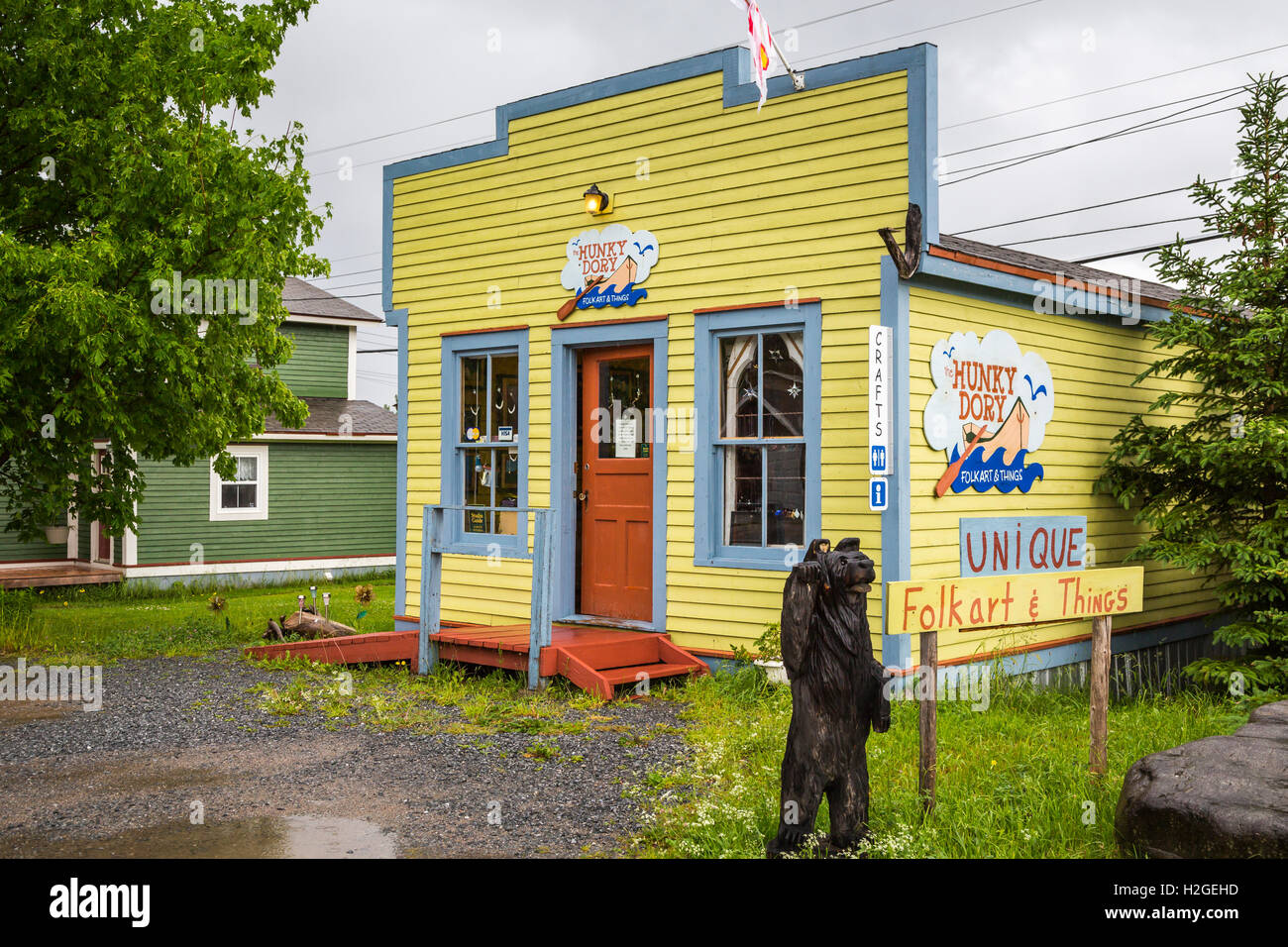 The Hunky Dory gift shop in Woody Point, Newfoundland and Labrador, Canada. Stock Photo