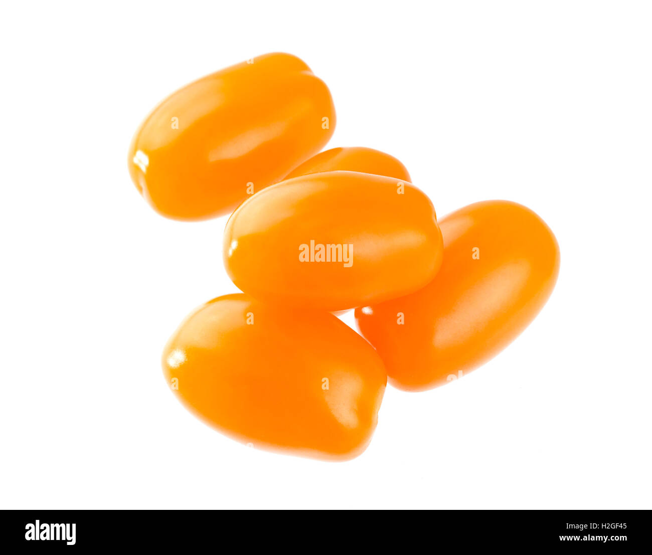Orange cherry tomatoes isolated on white background Stock Photo