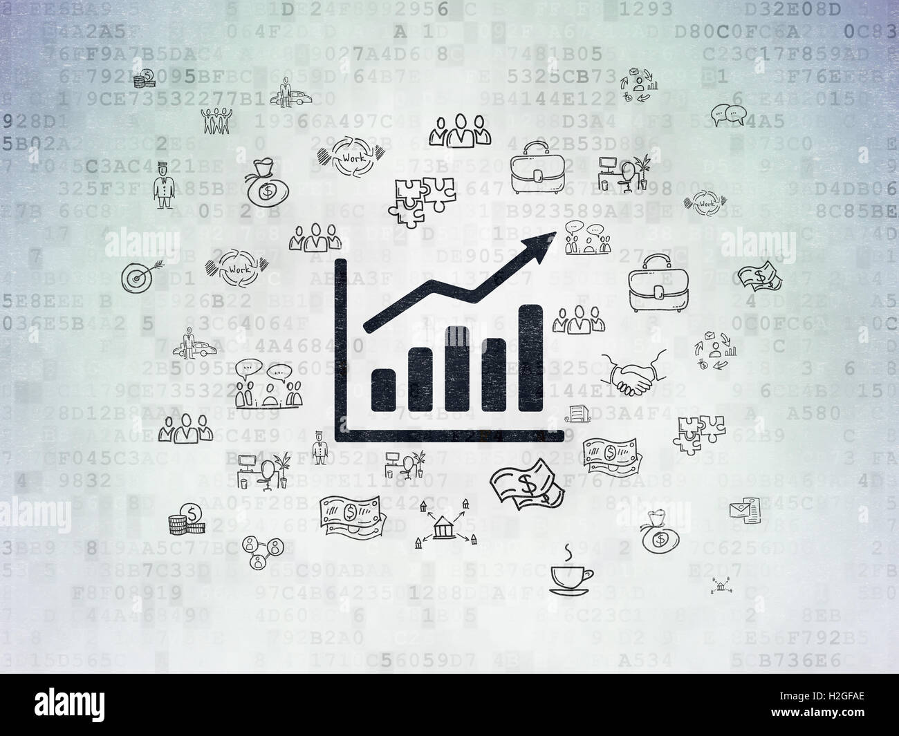 Finance concept: Growth Graph on Digital Data Paper background Stock ...