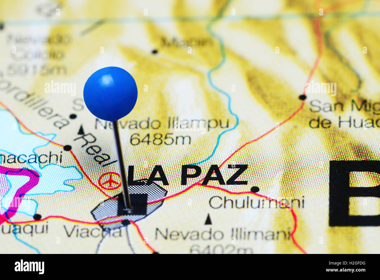 La paz pinned on map hires stock photography and images Alamy