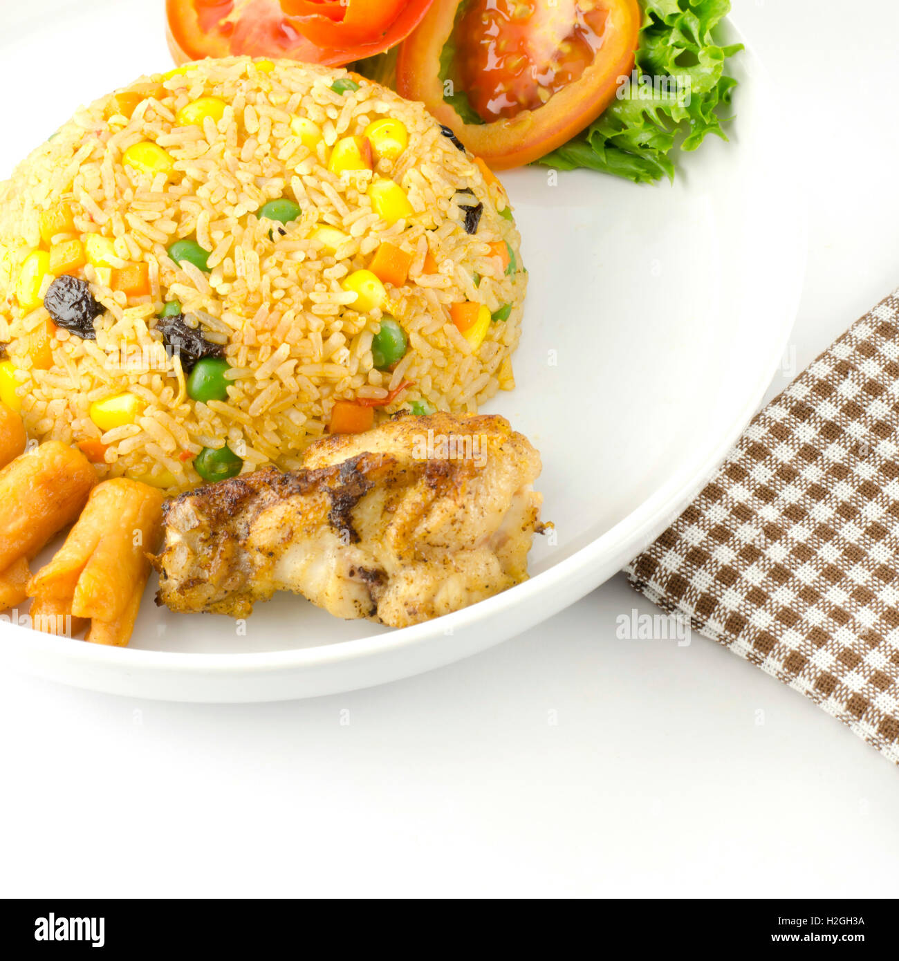 American fried rice isolated on white Stock Photo - Alamy