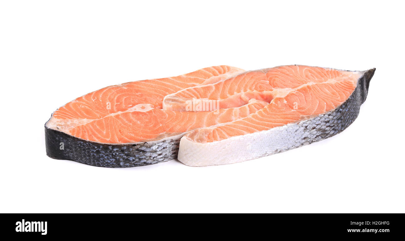 Two fresh salmon steaks Stock Photo - Alamy