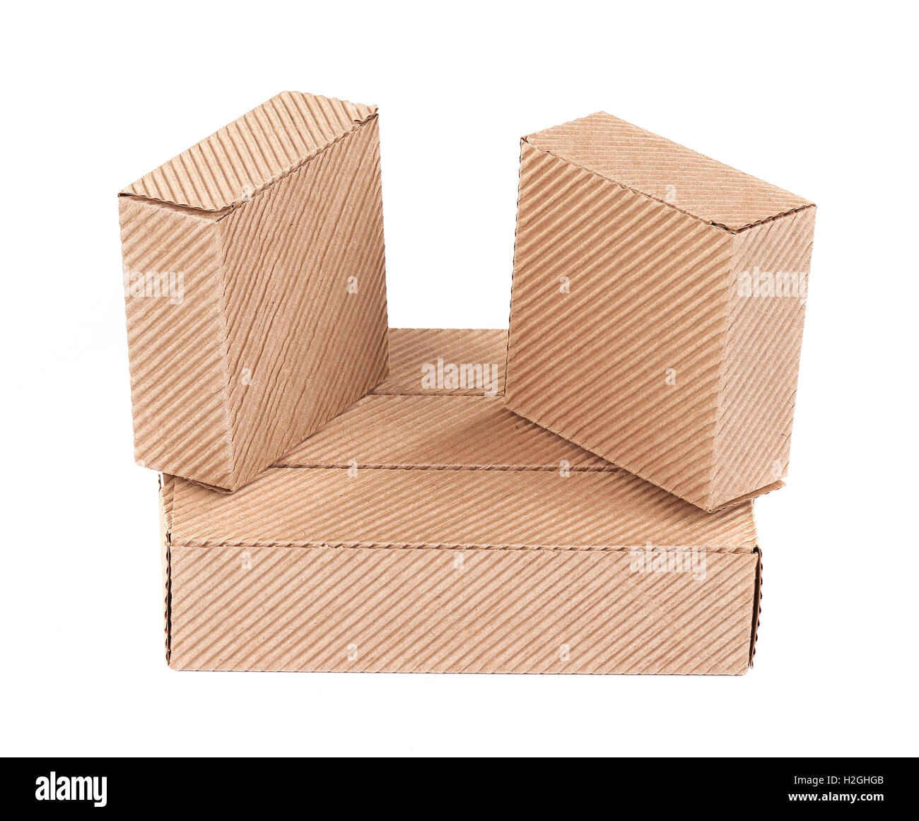 Three corrugated cardboard boxes Stock Photo Alamy