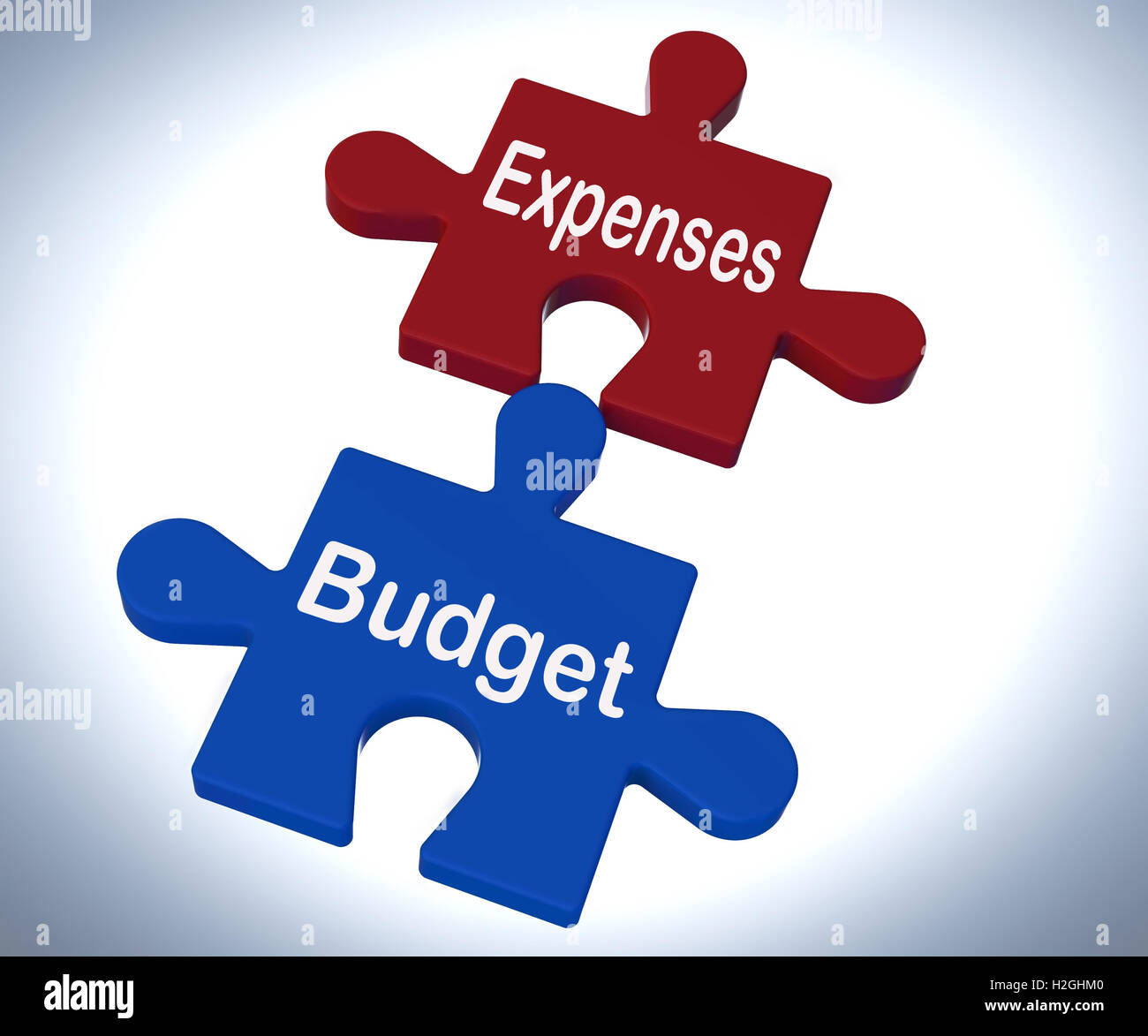 Expenses Budget Puzzle Shows Company Bookkeeping And Balance Stock Photo