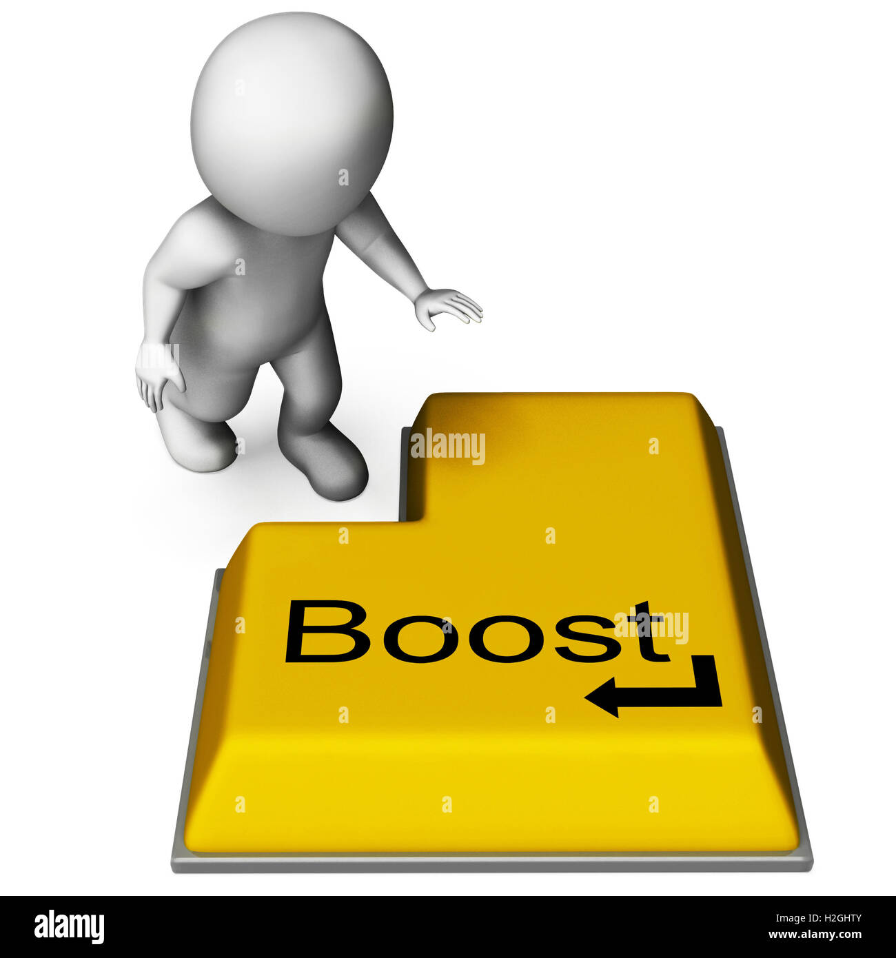 Boost Key Means Upgrade Or Improvement On Computer Stock Photo