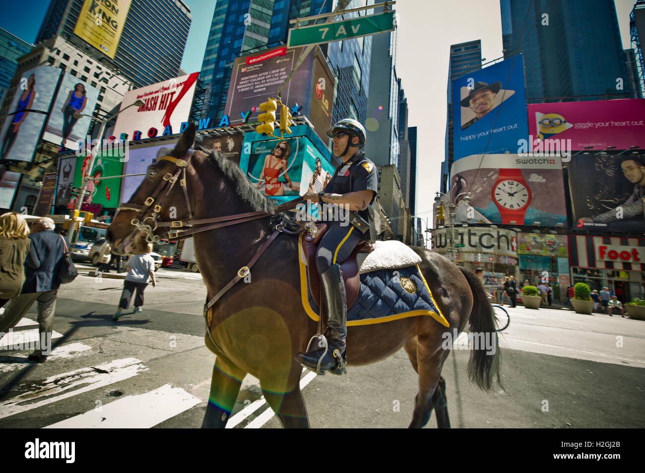 Mounted police on Times Square, New York Stock Photo