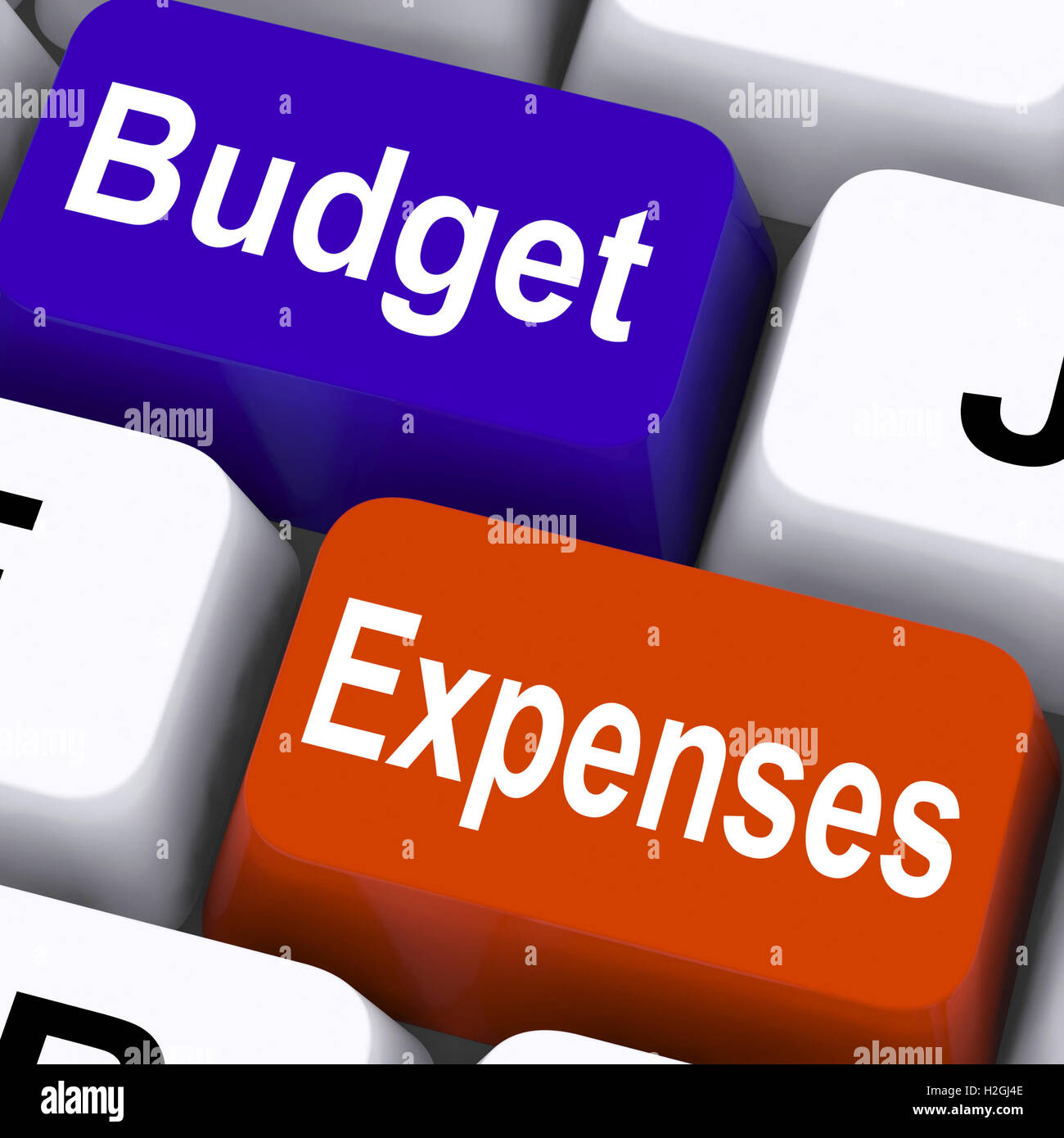 Budget Expenses Keys Show Company Accounts And Budgeting Stock Photo