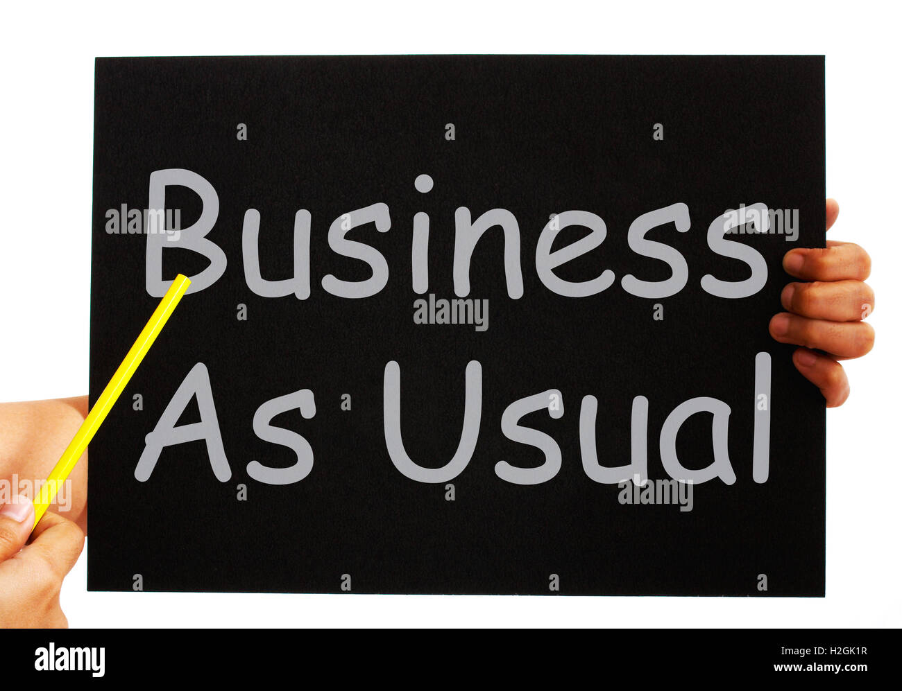 Business As Usual Blackboard Means Routine And Normality Stock Photo