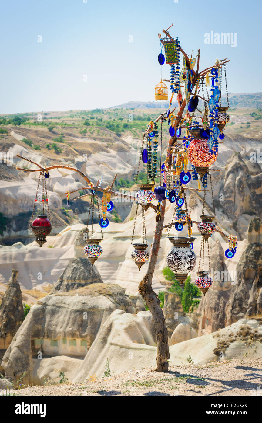 turkish souvenirs hanging on tree Stock Photo