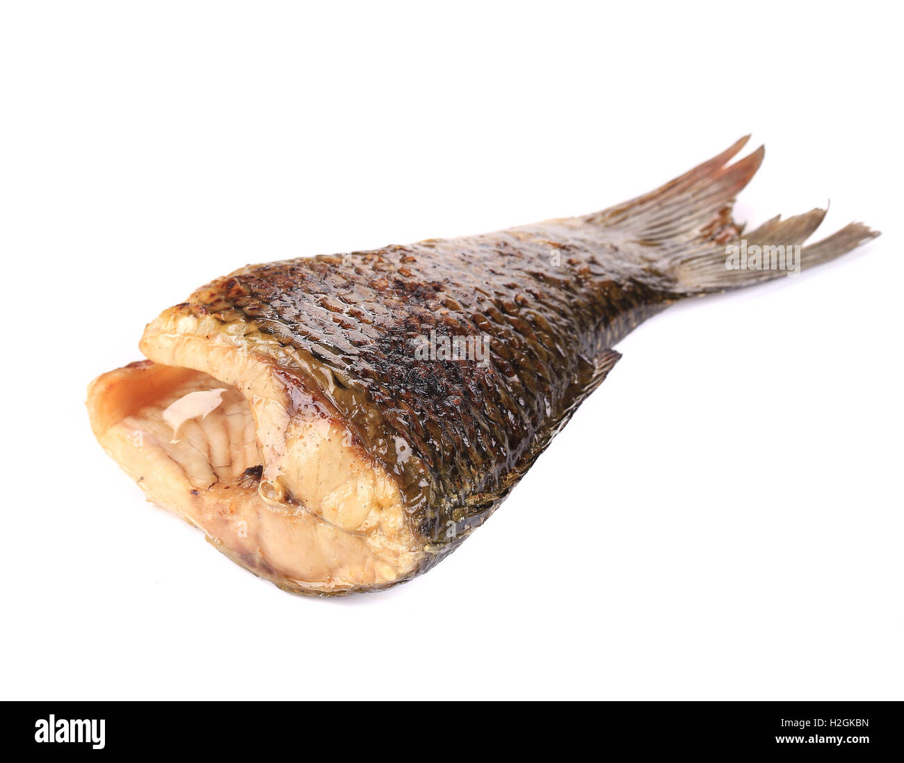 Grilled carp fish tail. Stock Photo