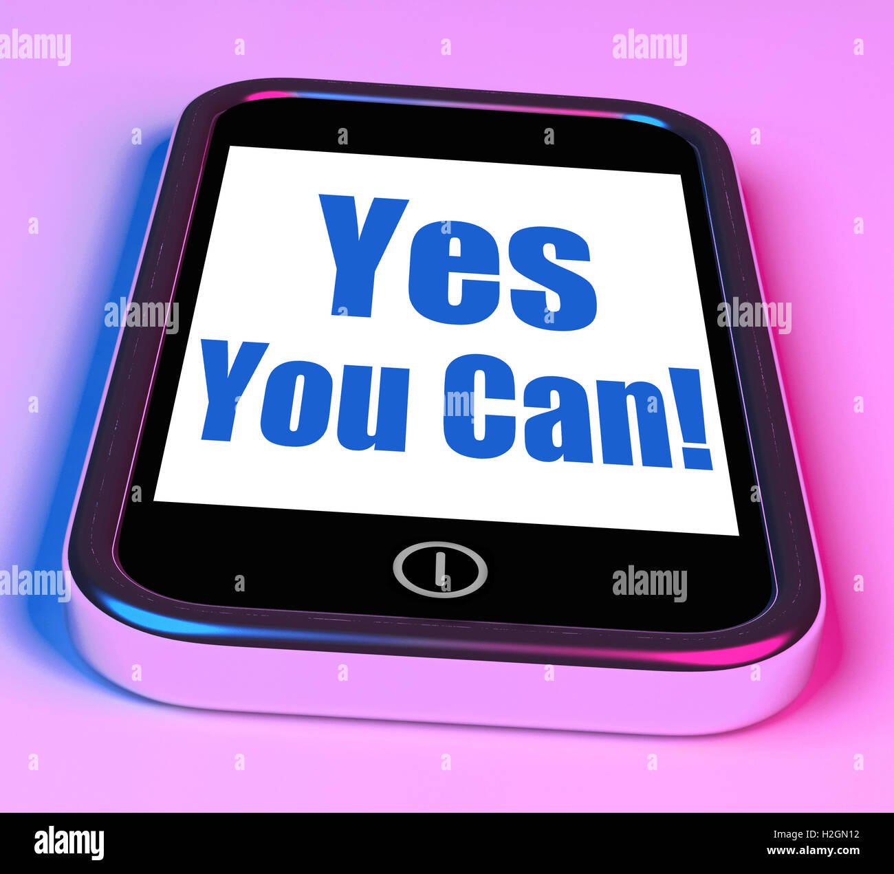 Yes You Can On Phone Shows Motivate Encourage Success Stock Photo