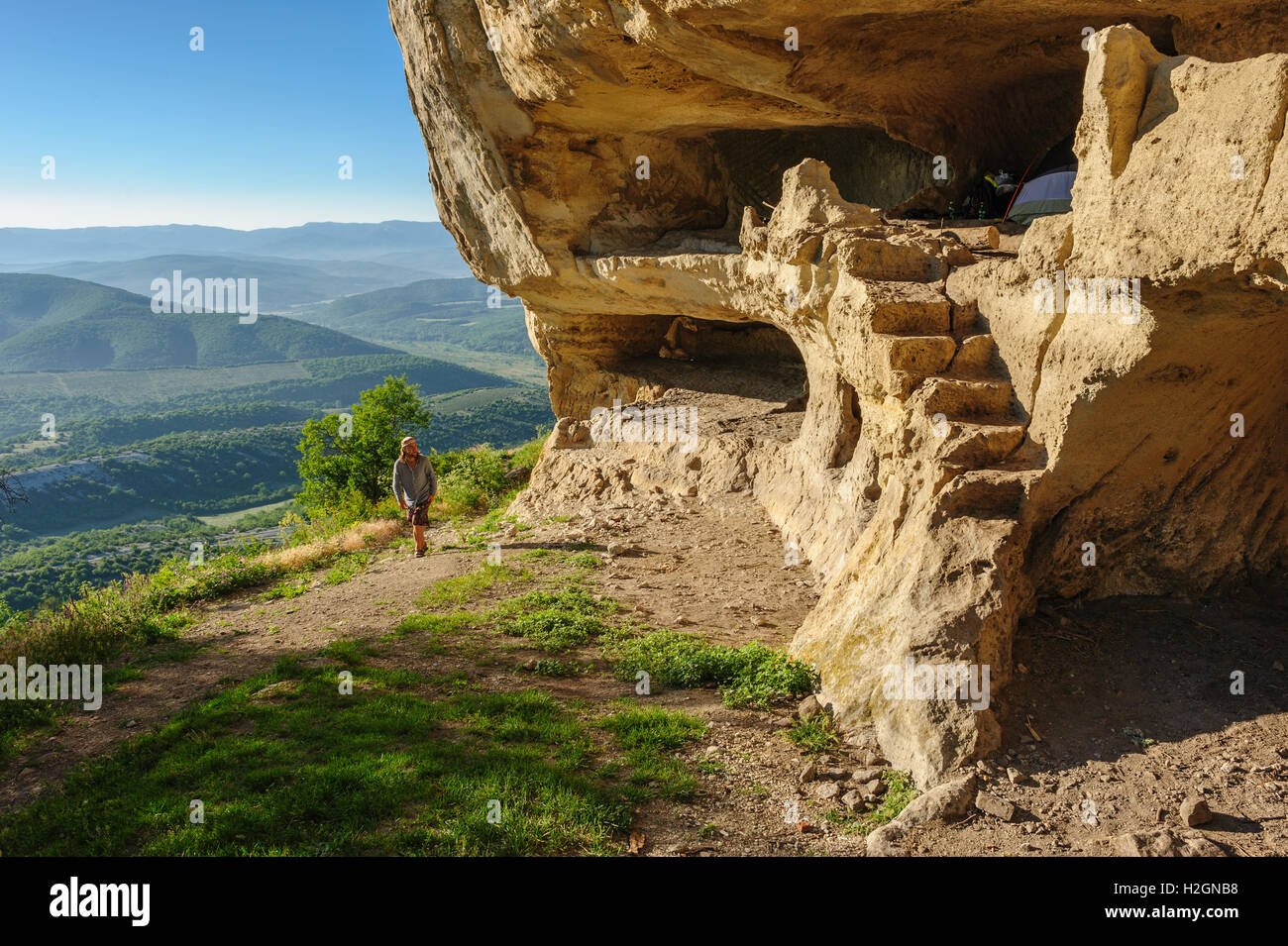 Caves at Tepe Kermen, Crimea Stock Photo