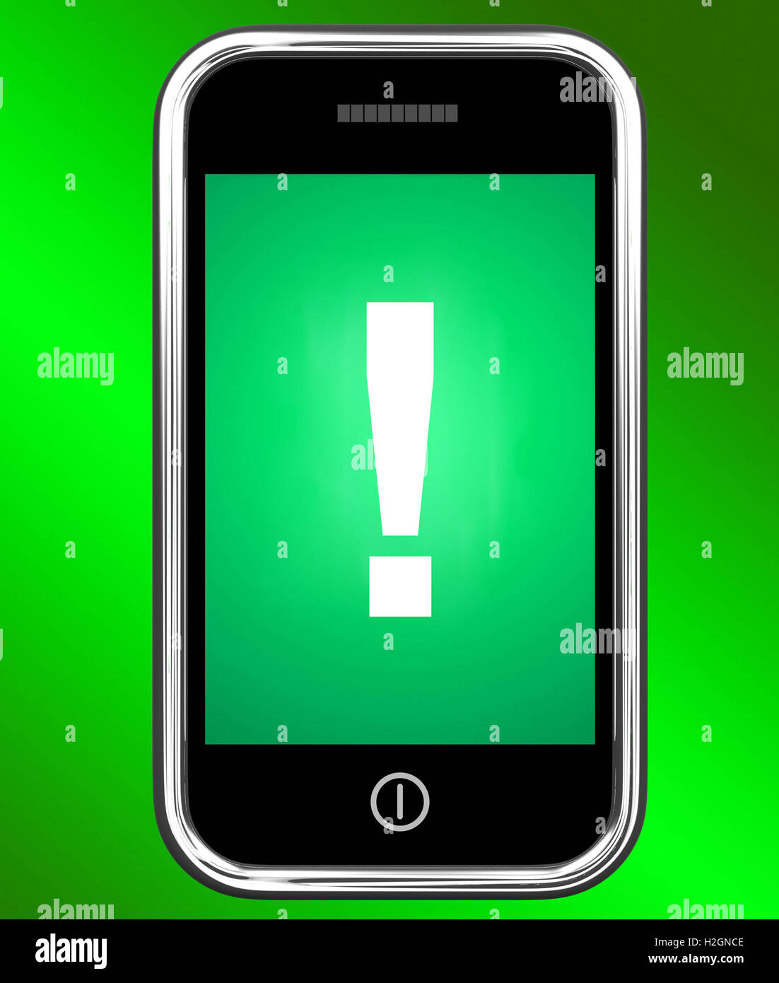 Exclamation Mark On Phone Shows Attention Warning Stock Photo Alamy