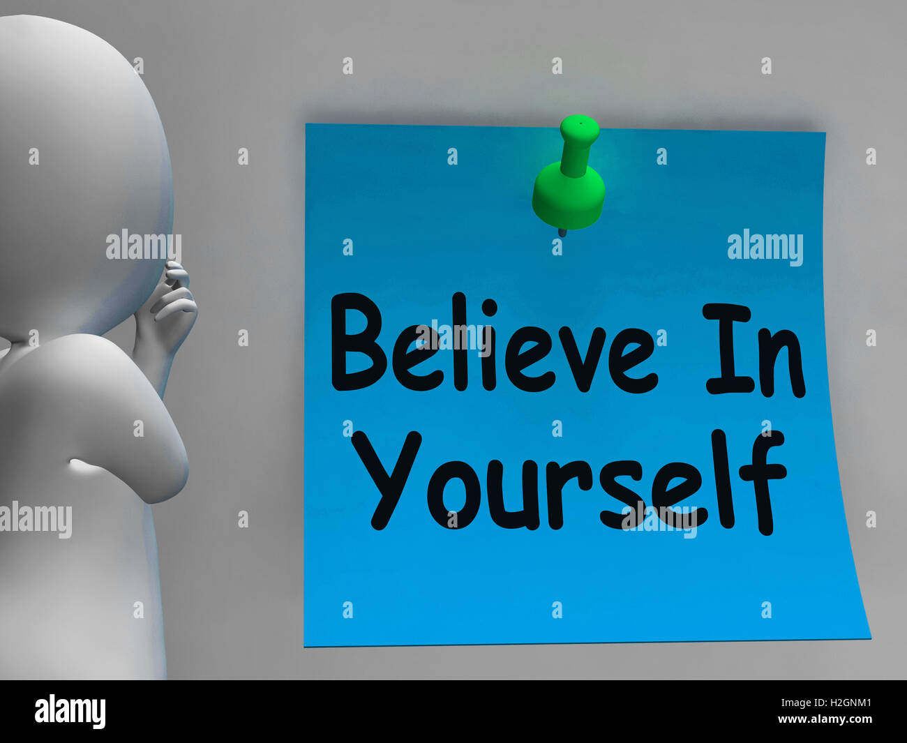 Believe In Yourself Note Shows Self Belief Stock Photo