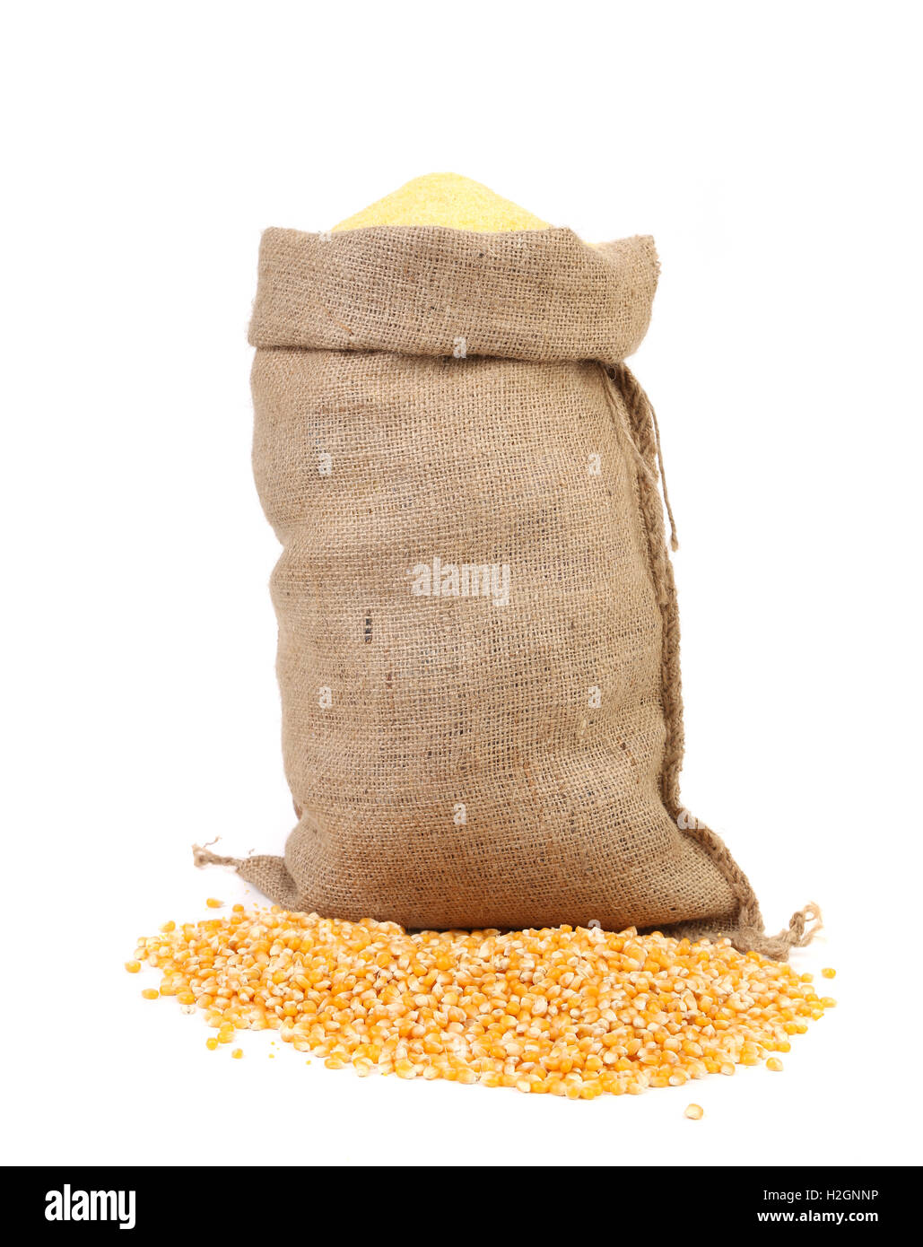 Sack with corn grains and flour Stock Photo Alamy