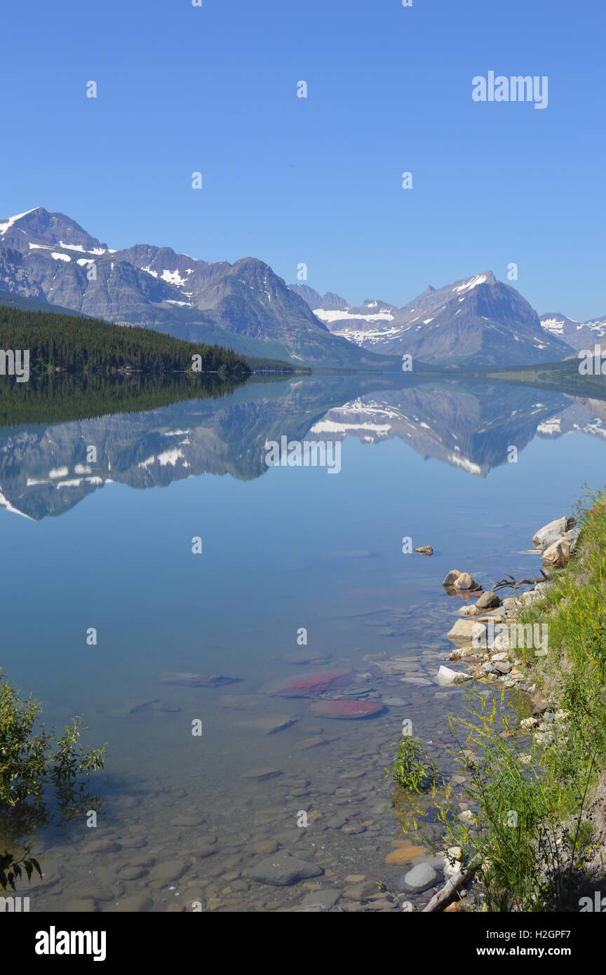 Mountain Reflection, Many Glaciers Area, Glacier National Park, Montana