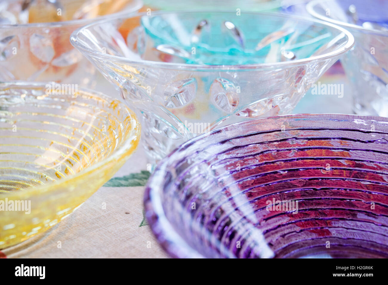 colored glass bowls for fruit or icecream Stock Photo Alamy