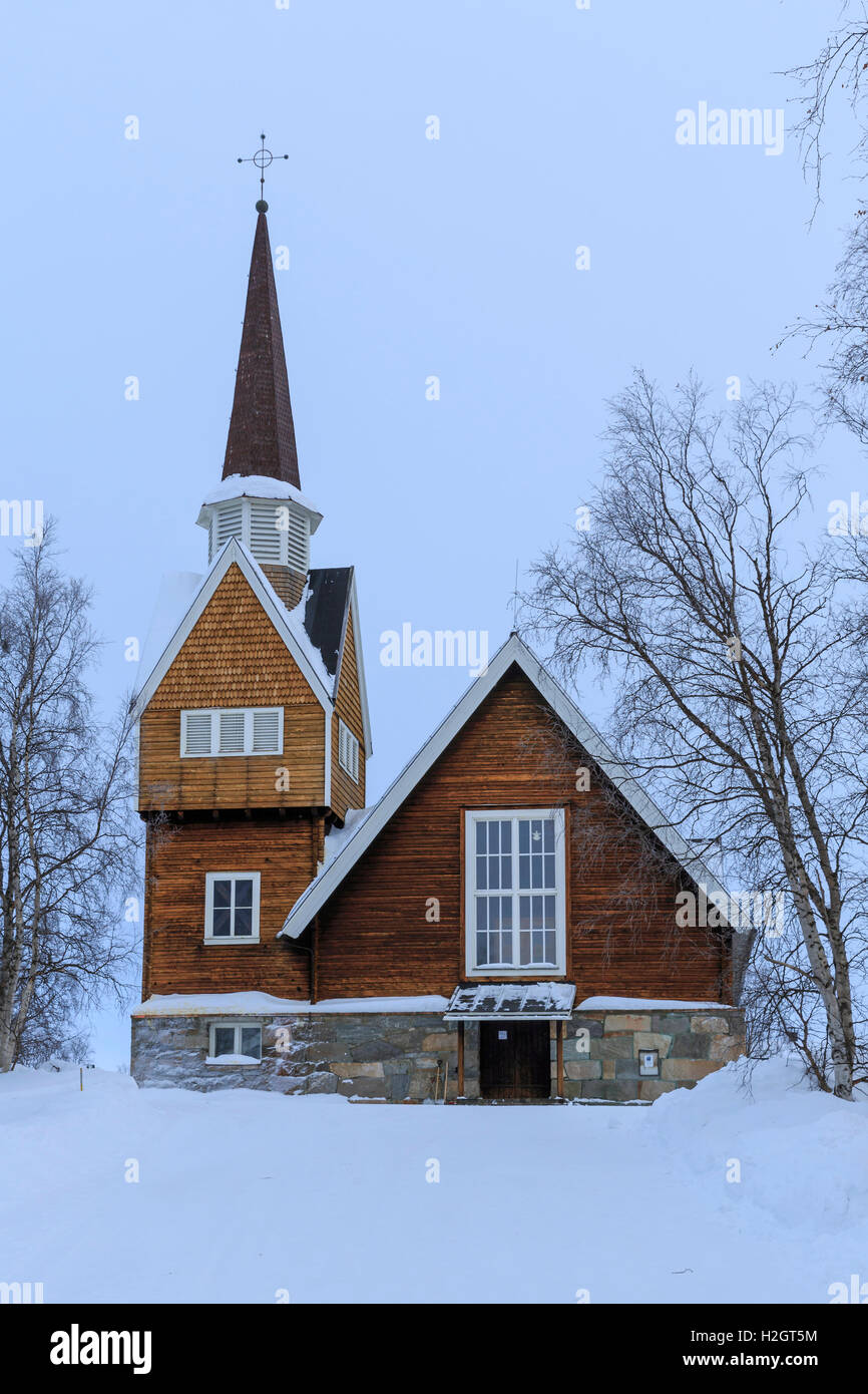 Church of Karesuando, Norrbotten County, Sweden Stock Photo