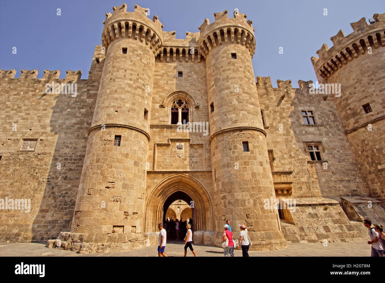 Entrance to the Palace of the Grand Master of Rhodes, Rhodes Island, Dodecanese Islands, Greece. Stock Photo