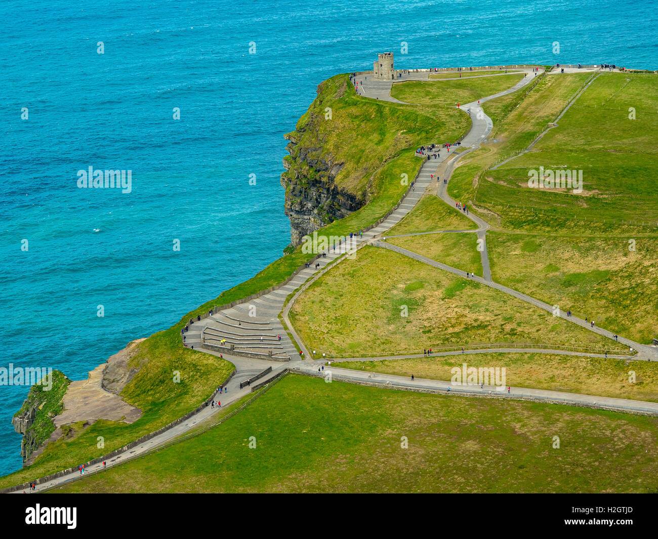 O'Brian's Tower, lookout tower on Cliffs of Moher, Cliff, County Clare, Ireland Stock Photo