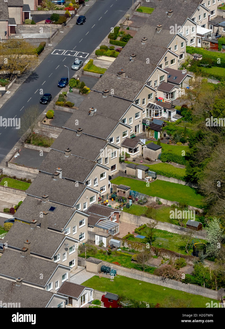 Residential area with terrace houses, Terrace Housing Limerick, County Clare, Ireland Stock Photo