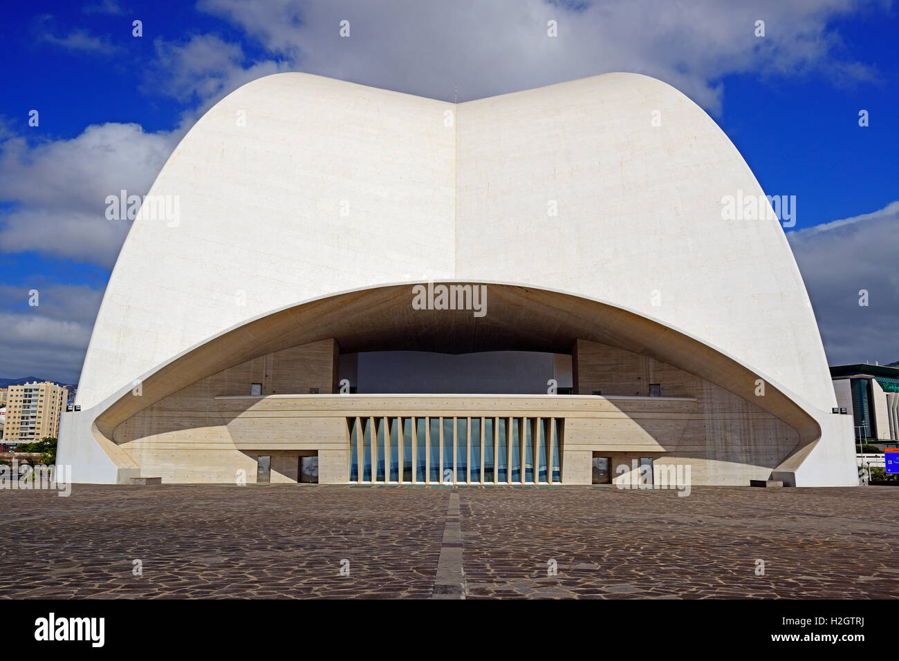 Auditorium by Santiago Calatrava, water-side, congress and concert hall, Santa Cruz Island, Tenerife, Canary Islands, Spain Stock Photo