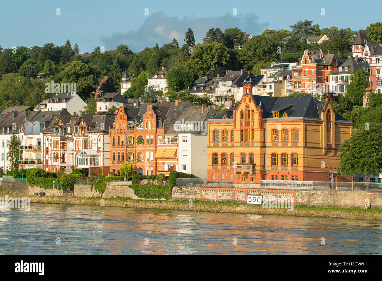 Riverfront Housing, Pfaffendorf, Koblenz, Germany Stock Photo