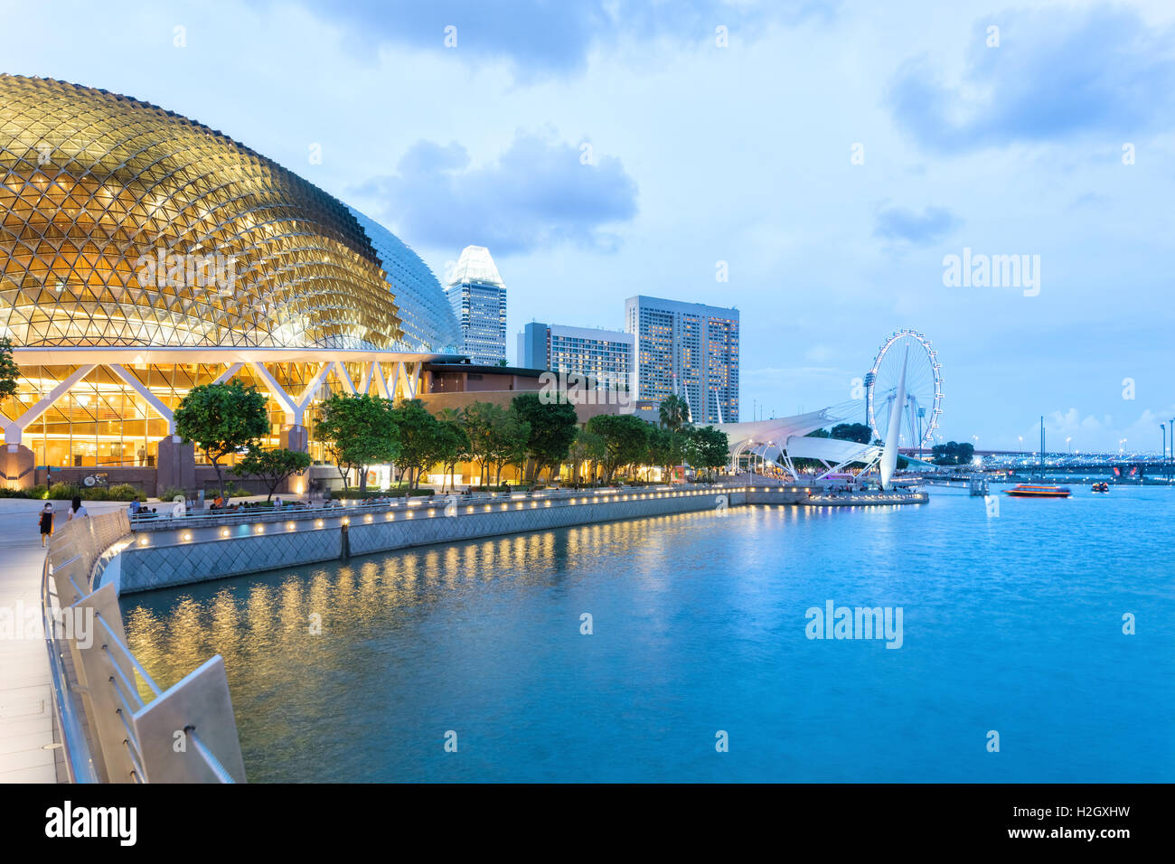 evening Singapore skyline Stock Photo
