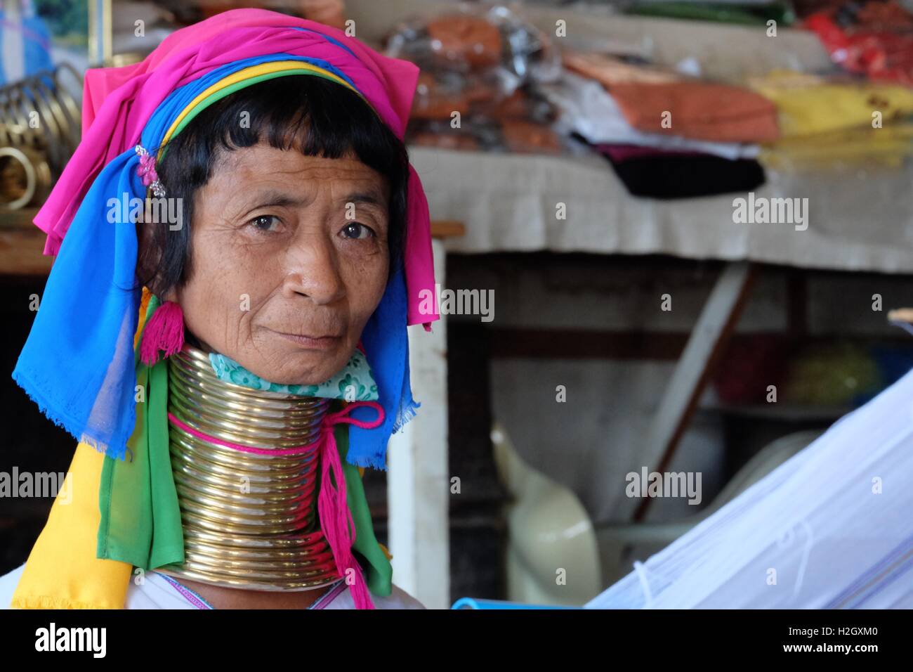 Long Neck Old Woman at Inle Lake Burma Stock Photo Alamy