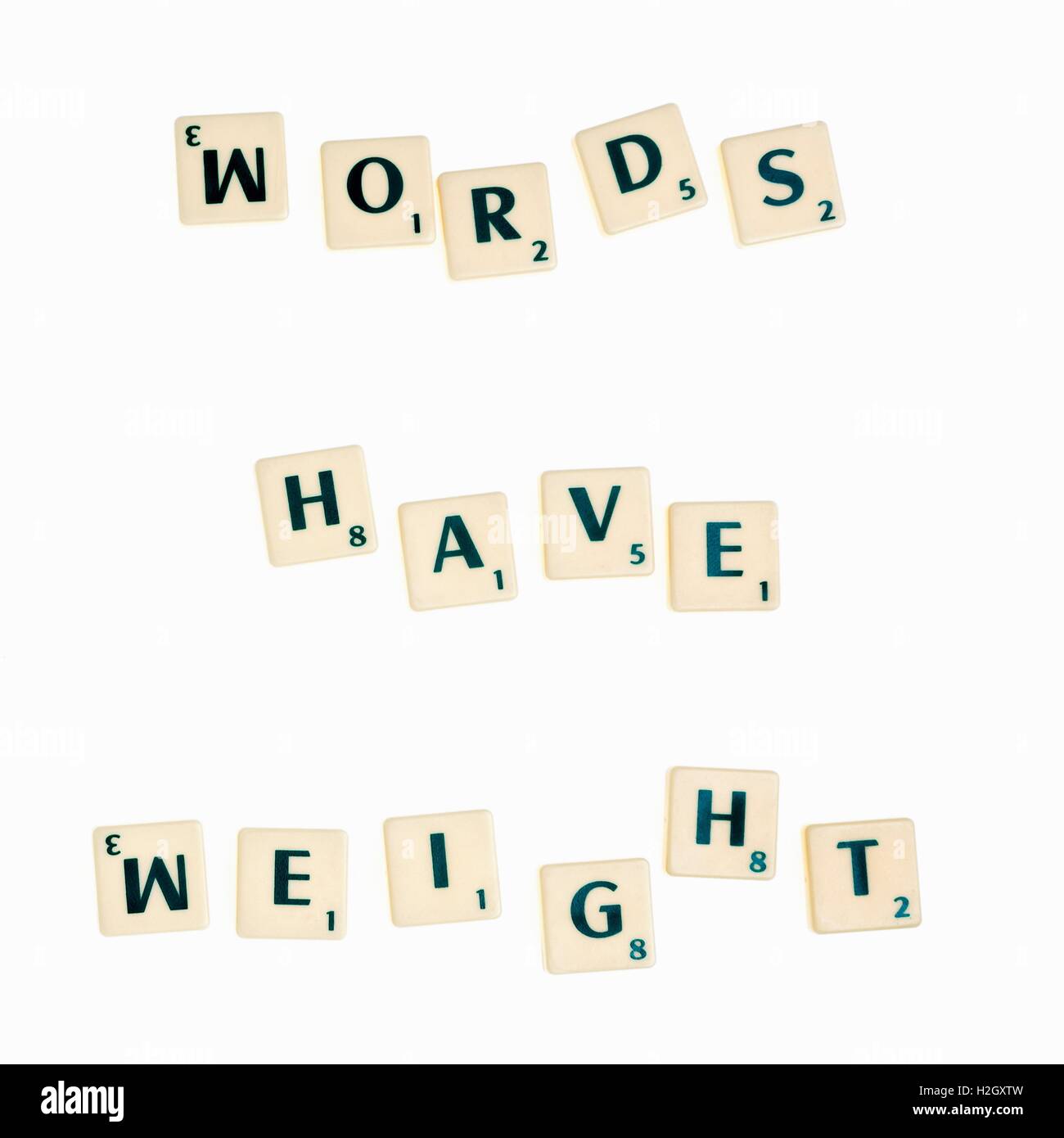 The Board Game having tiles with letters to form words and sentences Stock Photo