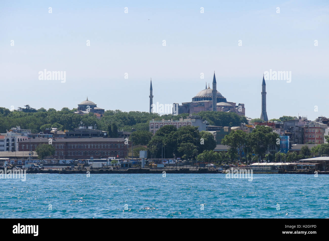 View of Hagia Sophia from the Bosphorus river in Istanbul. More than 32 million tourists visit