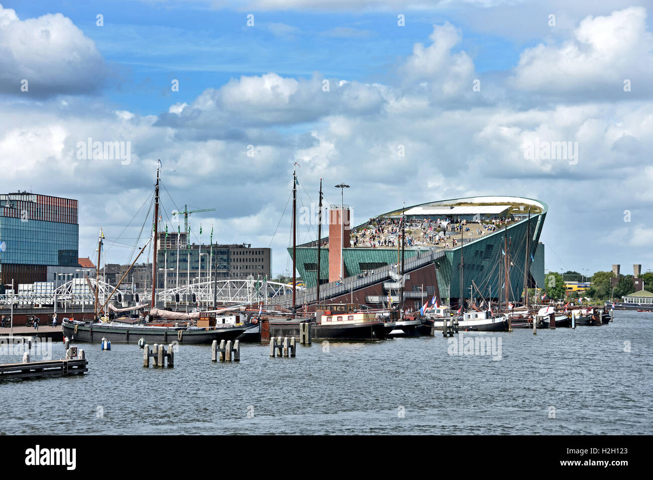 Oosterdok Nemo Science Museum Amsterdam Netherlands canal Stock Photo