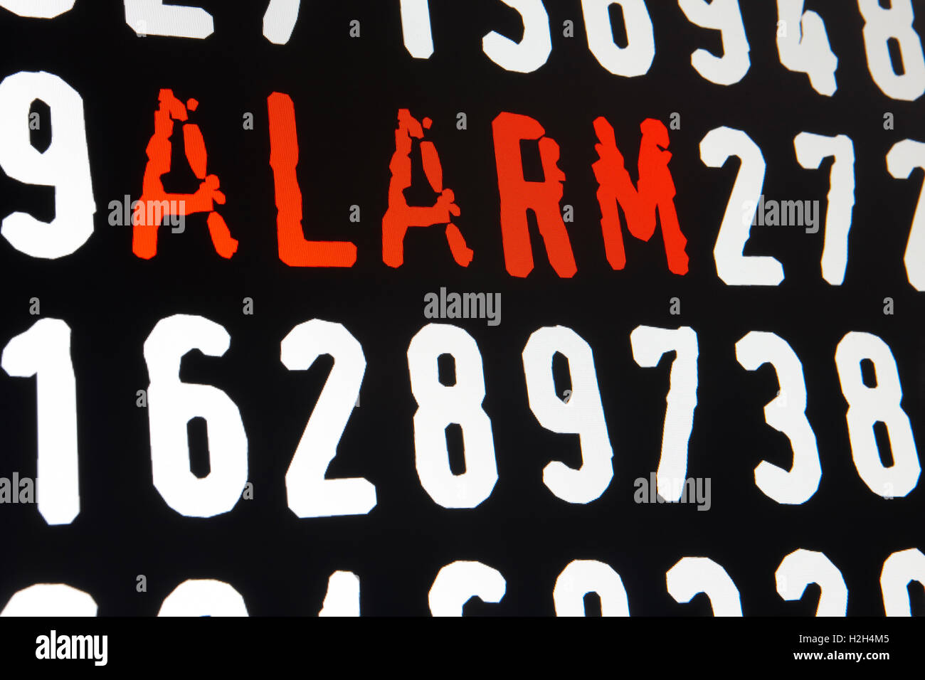 Computer Screen With Alarm Text On Black Background Horizontal Stock Computer Screen With Alarm Text On Black Background Horizontal Stock