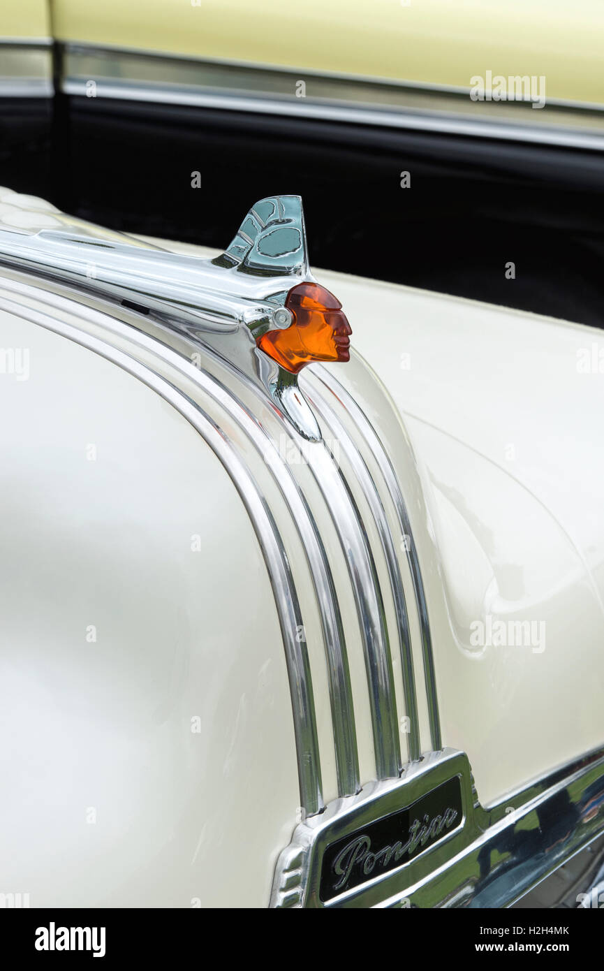 1951 Pontiac Panel van chieftain hood ornament. Classic vintage American car Stock Photo