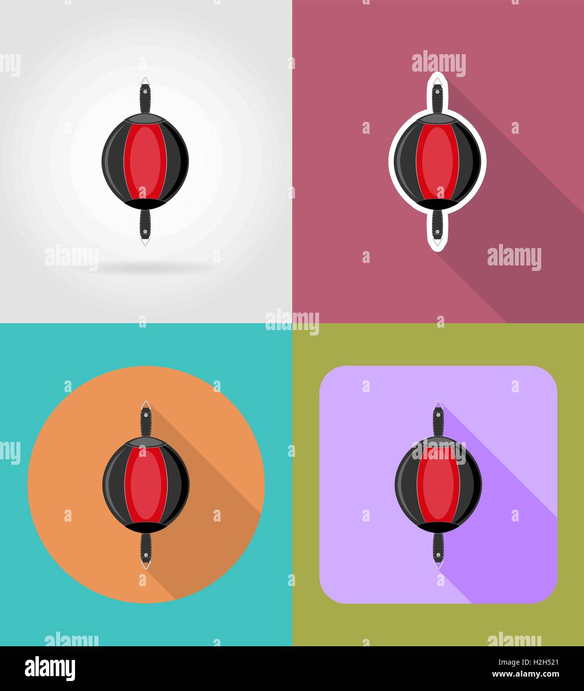 punching bag for boxing flat icons vector illustration isolated on ...