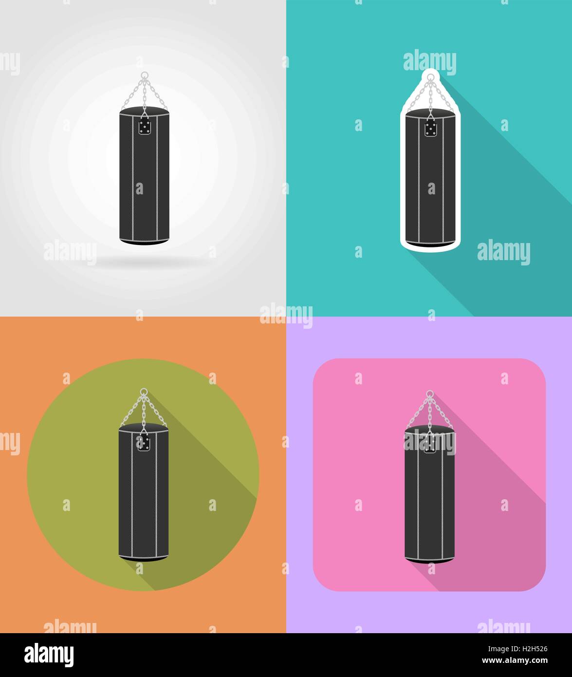punching bag for boxing flat icons vector illustration isolated on ...