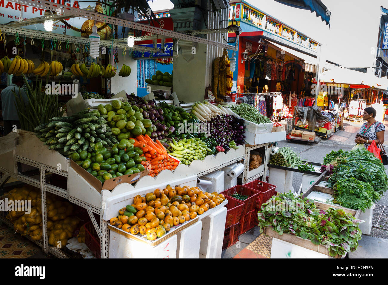 Fresh vegetables for sale at a shop in Little India, Singapore, Asia