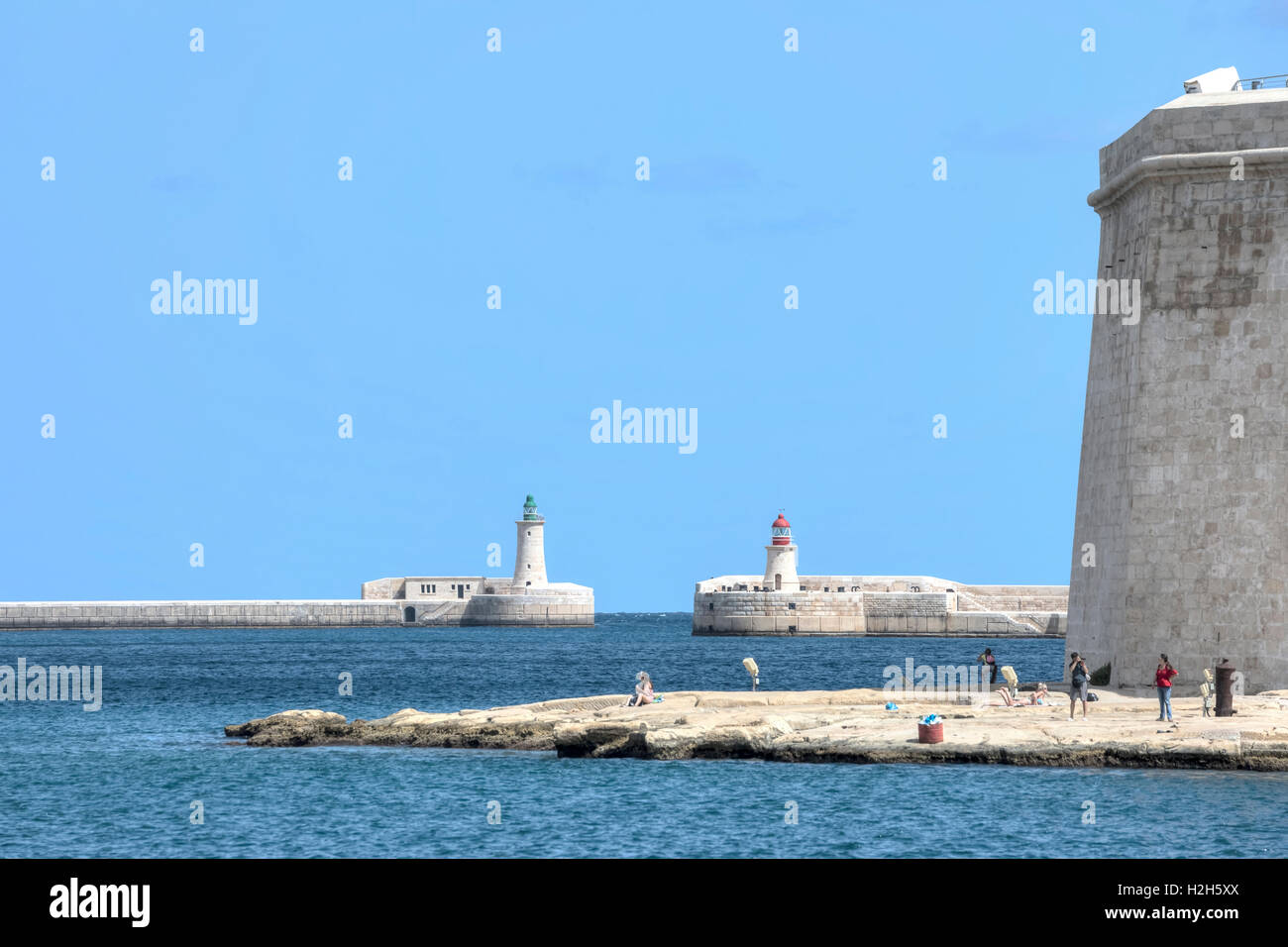 St Elmo Breakwater,  Valletta, Malta Stock Photo