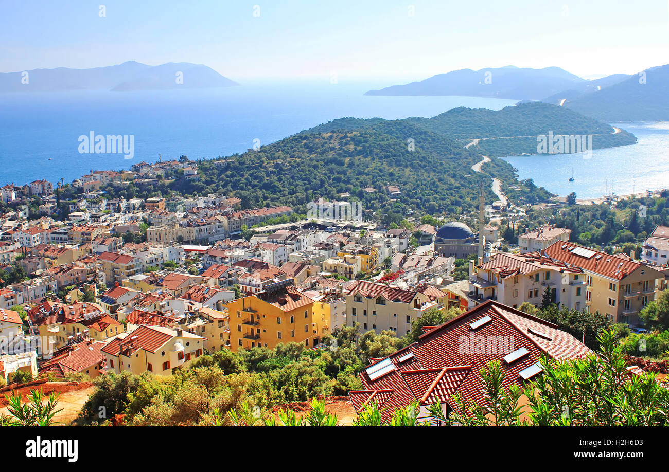 harbour of city kas kash in turkey and greek island kastelorizo stock photo alamy