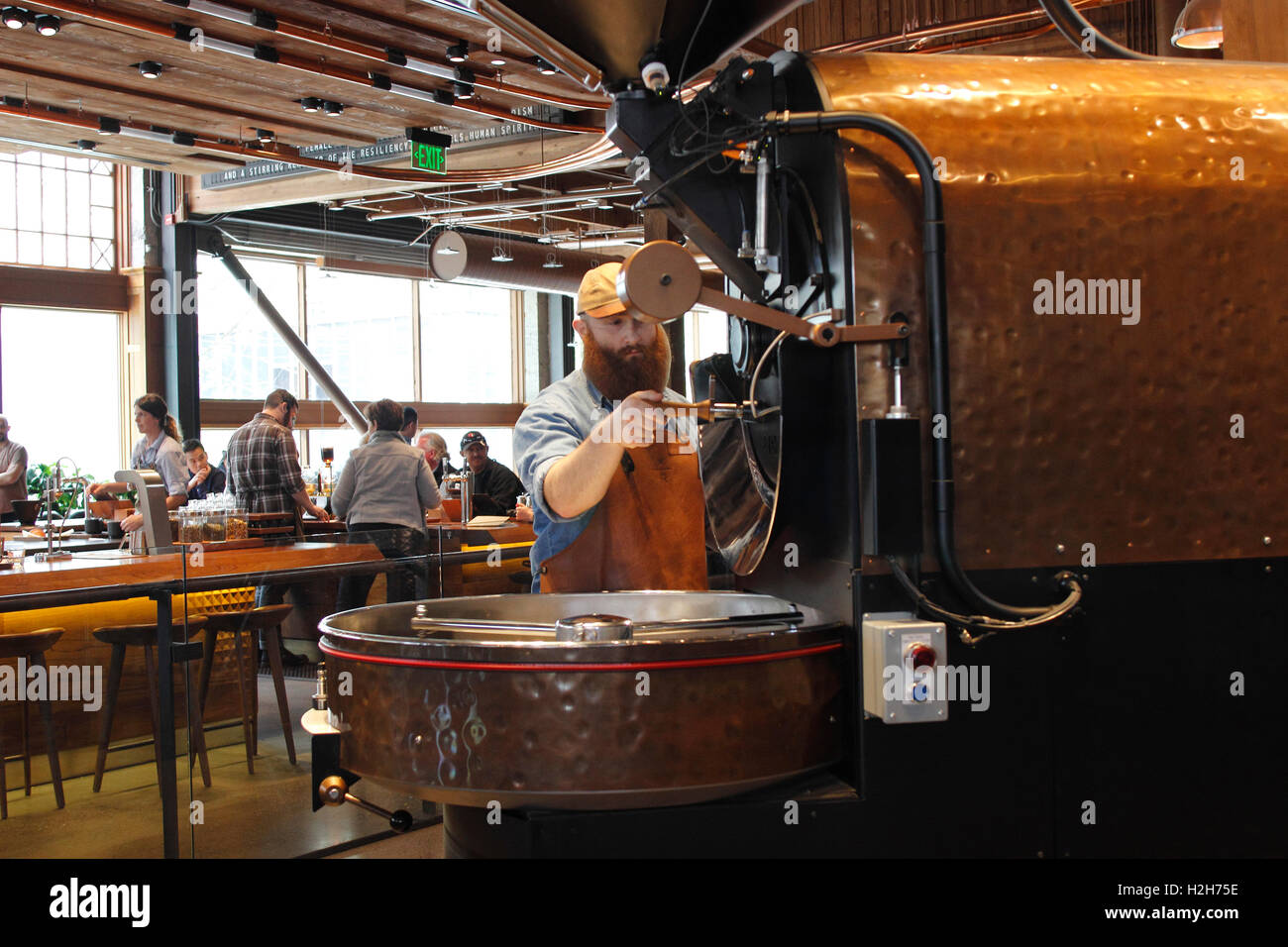 Coffee roaster New Starbucks Reserve Roastery & Tasting Room Pike St Seattle Washington State USA Pacific Coast Stock Photo