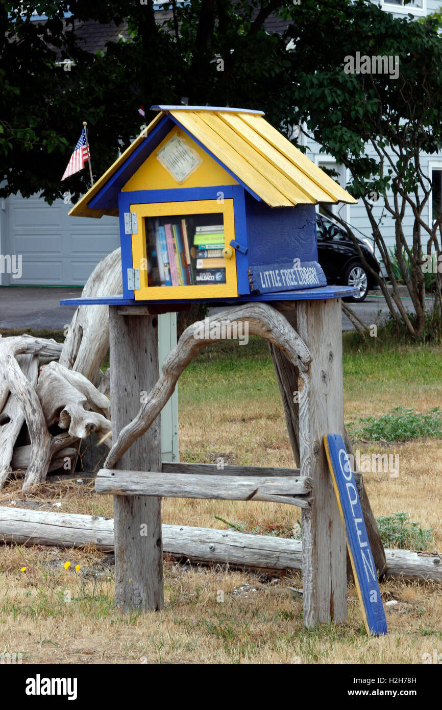 Free books Little Free Library Lopez Island San Juan Islands Washington State USA Pacific Coast Stock Photo